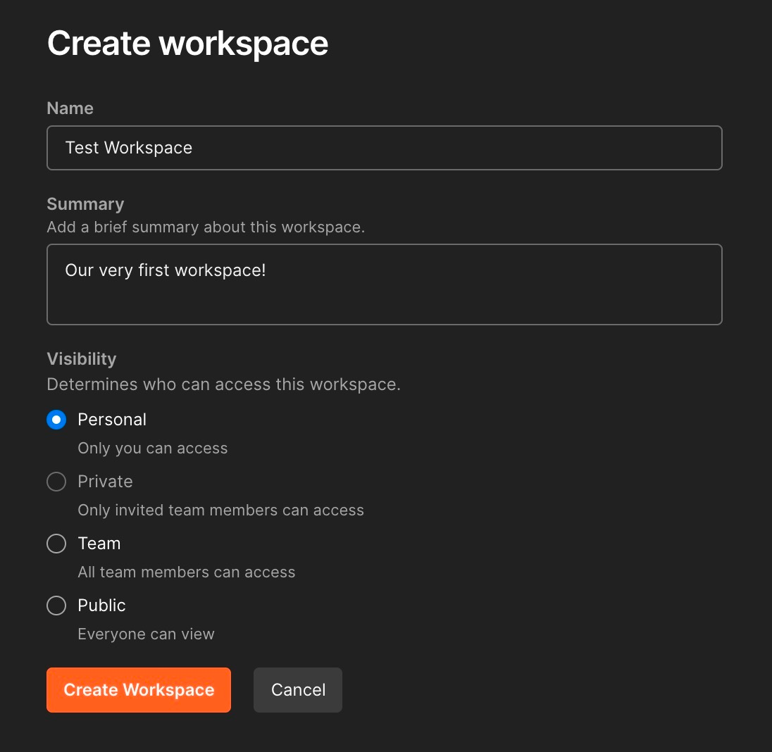 Create workspace prompt